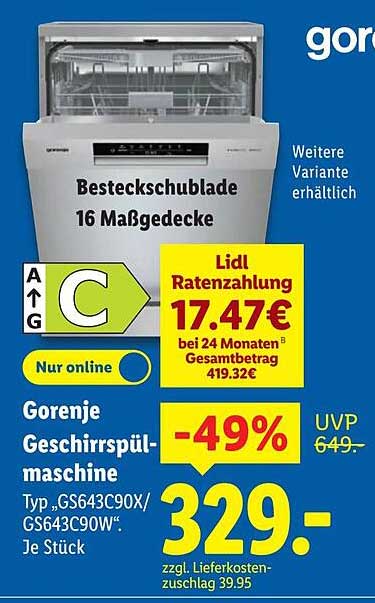 Gorenje Geschirrspülmaschine GS643C90X/GS643C90W