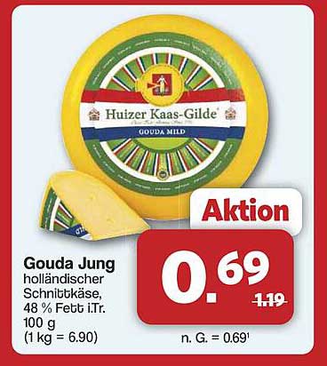 Gouda Jung holländischer Schnittkäse, 48 % Fett i. Tr.