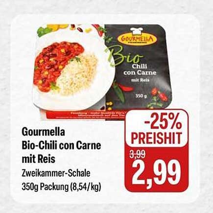 Gourmella Bio-Chili con Carne mit Reis 350g Packung