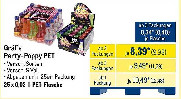 Gräf's Party-Poppy PET - 25 x 0,02 l PET-Flasche