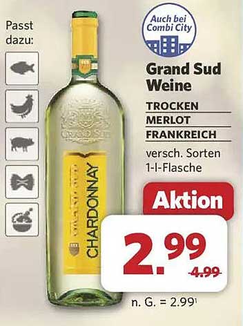 Grand Sud Weine – Trocken Merlot / Chardonnay 1-Liter-Flasche