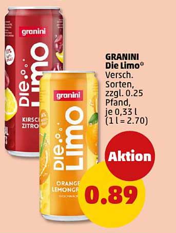 GRANINI Die Limo - Verschiedene Sorten für nur 0,89 €