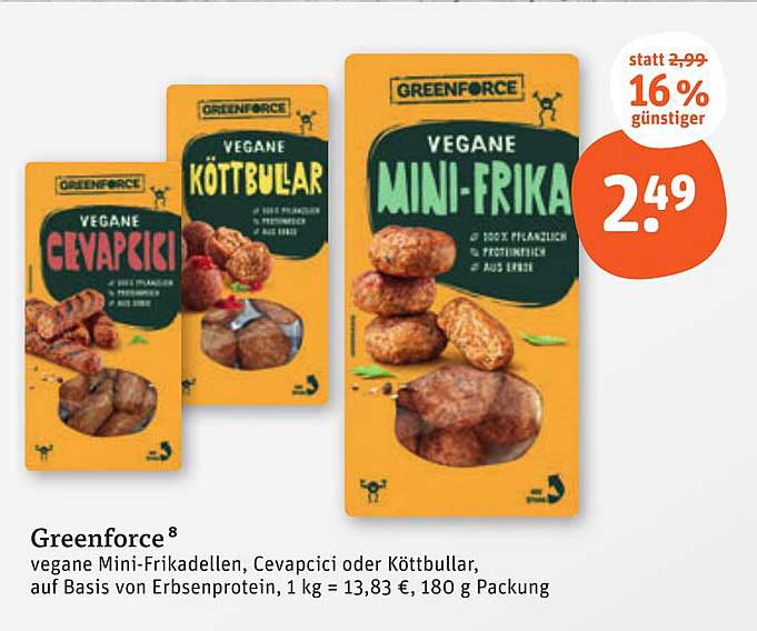 Greenforce vegane Mini-Frikadellen, Cevapcici oder Köttbullar