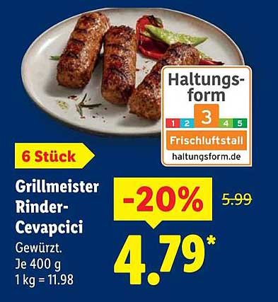 Grillmeister Rinder-Cevapici, 6 Stück