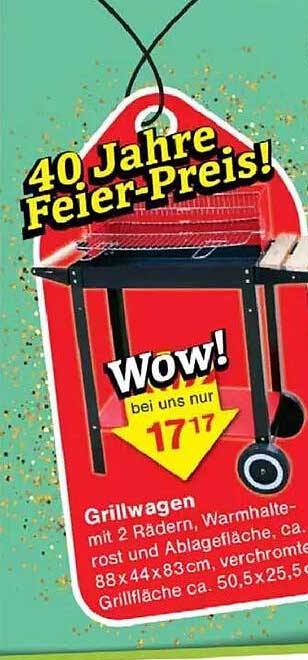 Grillwagen mit 2 Rädern und Warmhaltefläche