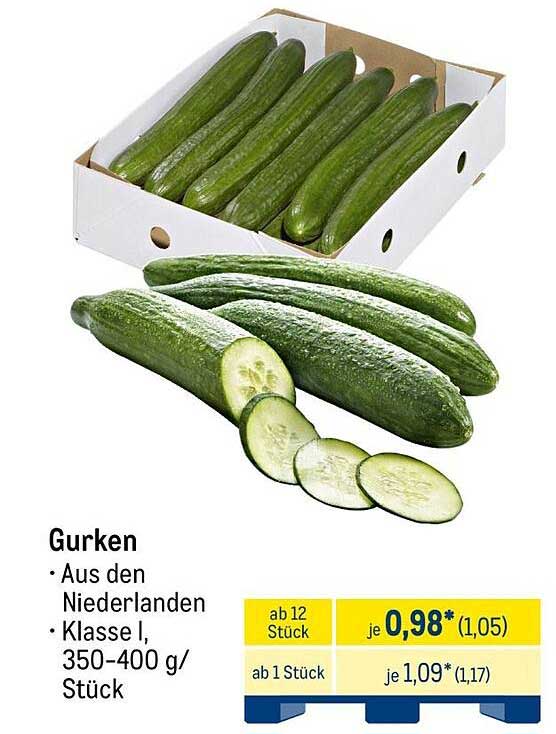 Gurken aus den Niederlanden - Klasse I, 350-400 g/Stück