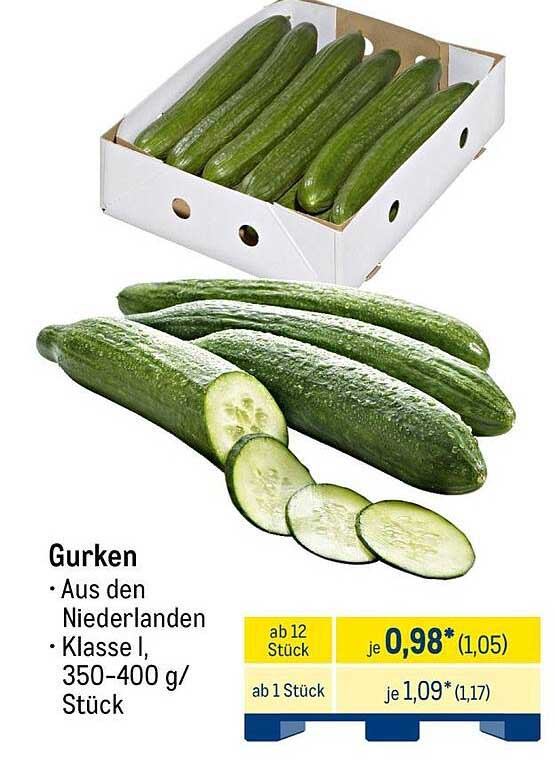 Gurken aus den Niederlanden - Klasse I, 350-400 g/Stück
