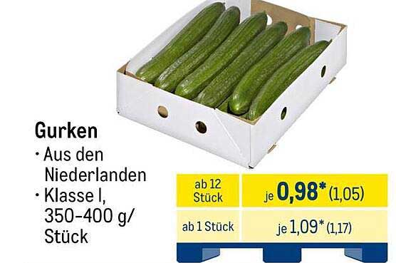 Gurken - Aus den Niederlanden, Klasse I, 350-400 g/Stück