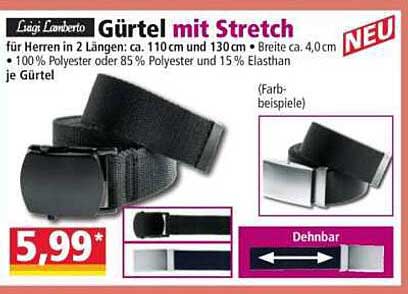 Gürtel mit Stretch für Herren