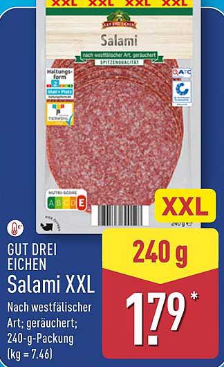 Gut Drei Eichen Salami XXL 240 g - Nach westfälischer Art, geräuchert