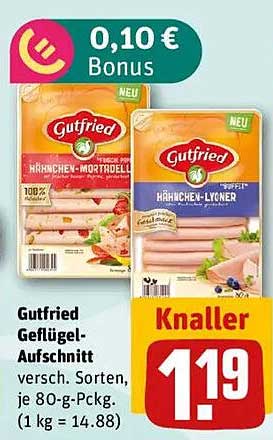 Gutfried Geflügel-Aufschnitt – Hähnchen-Mortadella oder Hähnchen-Lyner