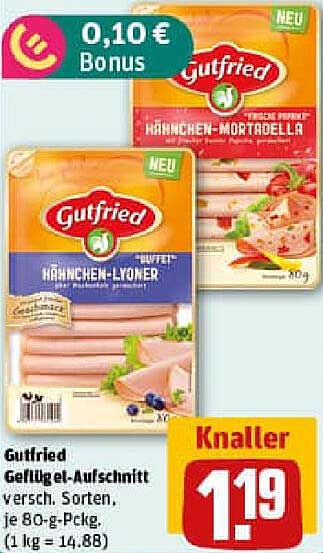 Gutfried Geflügel-Aufschnitt, verschiedene Sorten