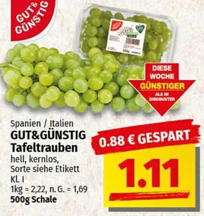 GUT&GÜNSTIG Tafeltrauben - 500g