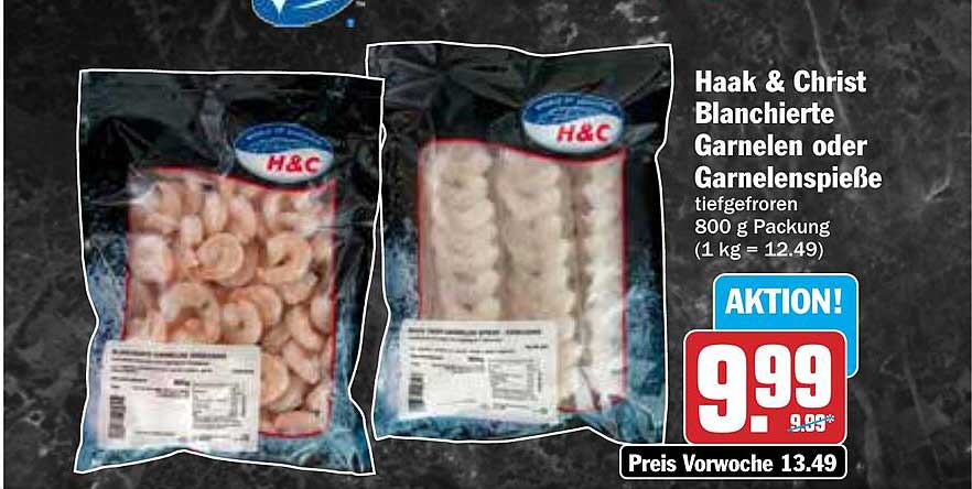 Haak & Christ Blanchierte Garnelen oder Garnelenspiieße - 800 g
