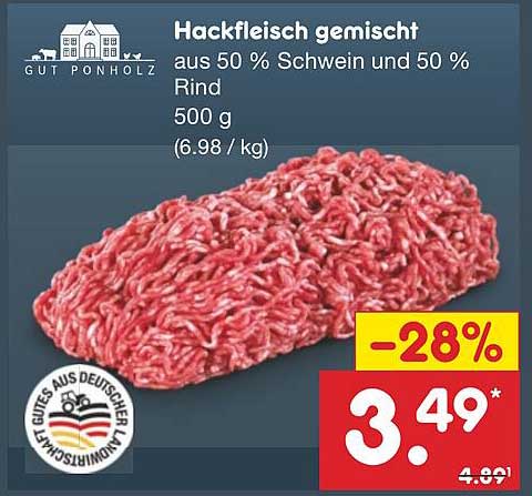 Hackfleisch gemischt aus 50 % Schwein und 50 % Rind