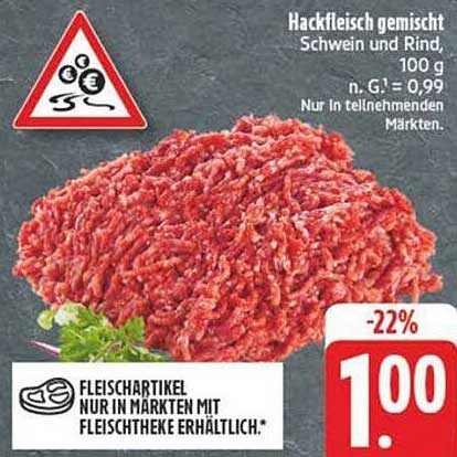 Hackfleisch gemischt Schwein und Rind, 100 g