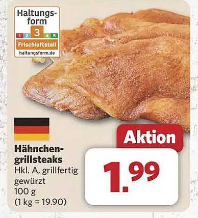 Hähnchen-Grillsteaks Hkl. A, grillfertig gewürzt 100 g