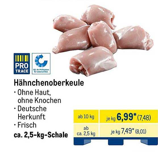Hähnchenoberkeule - Ohne Haut, ohne Knochen, Deutsche Herkunft