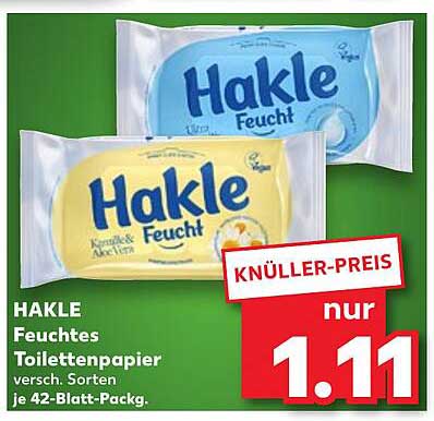 HAKLE Feuchtes Toilettenpapier - verschiedene Sorten je 42-Blatt-Pack.