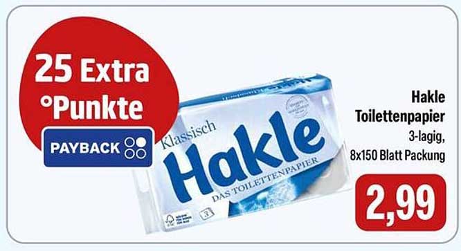 Hakle Toilettenpapier 3-lagig, 8x150 Blatt Packung