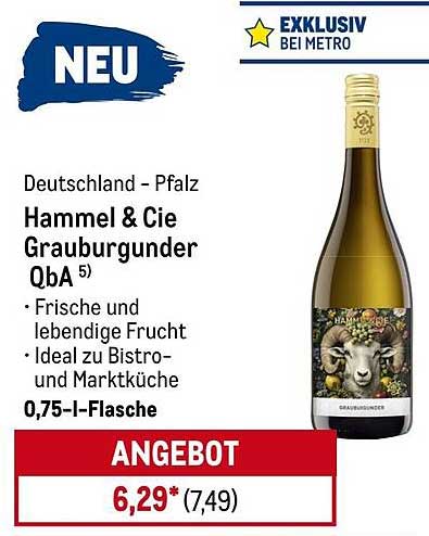 Hammel & Cie Grauburgunder QbA 0,75 l-Flasche