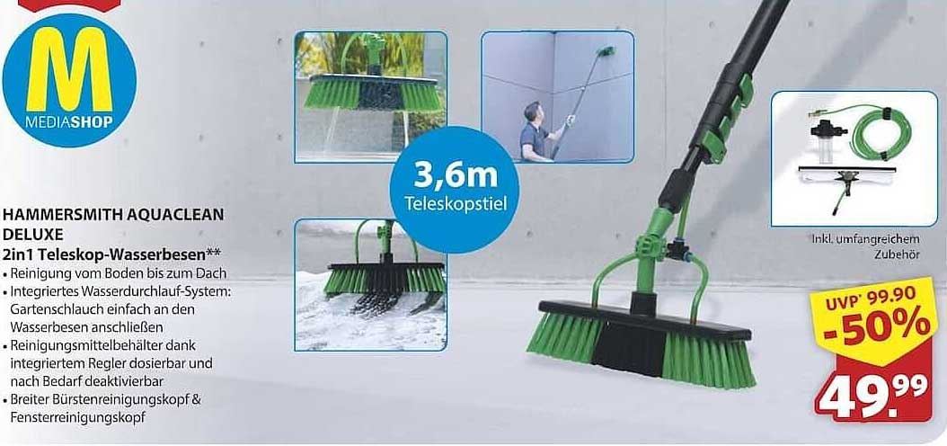 HAMMERSMITH AQUACLEAN DELUXE 2in1 Teleskop-Wasserbesen