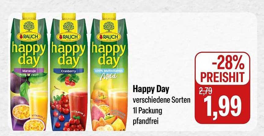Happy Day verschiedene Sorten 1l Packung pfandfrei