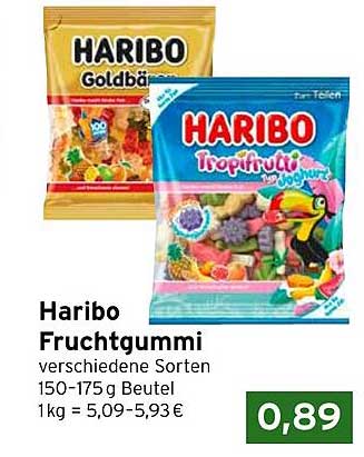 Haribo Fruchtgummi - verschiedene Sorten 150-175g Beutel