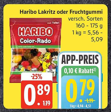 Haribo Lakritz oder Fruchtgummi, verschiedene Sorten 160 - 175 g