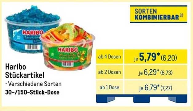 Haribo Stückartikel - Verschiedene Sorten 30-/150-Stück-Dose