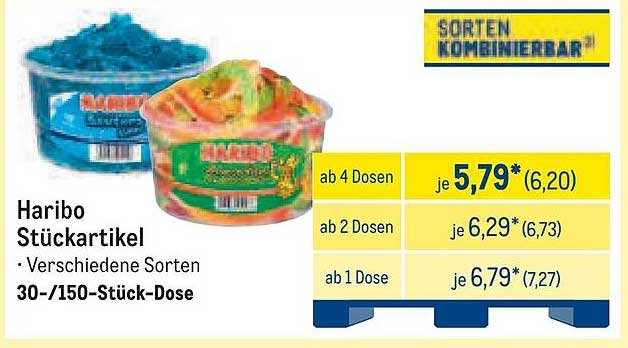 Haribo Stückartikel - Verschiedene Sorten in der 30-/150-Stück-Dose