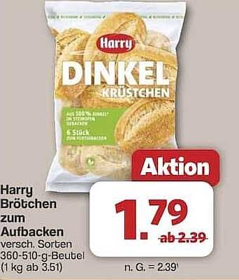 Harry Dinkel Brötchen zum Aufbacken 360-510 g