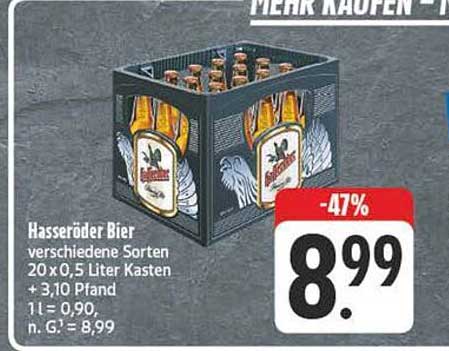 Hasseröder Bier - verschiedene Sorten im Kasten