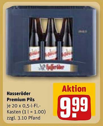 Hasseröder Premium Pils je 20 x 0,5-l-Fl.-Kasten (1 l = 1.00) zzgl. 3.10 Pfand