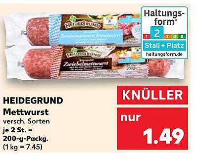 HEIDEGRUND Mettwurst, 200-g-Pack, verschiedene Sorten