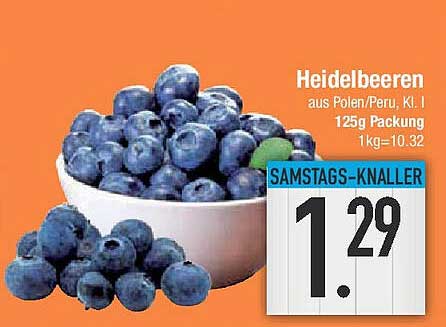 Heidelbeeren aus Polen/Peru, Kl. I, 125g Packung