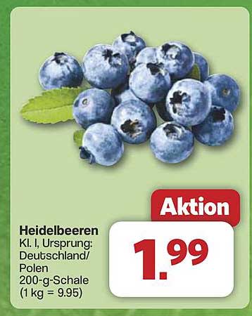 Heidelbeeren Kl. I, Ursprung: Deutschland/Polen 200-g-Schale