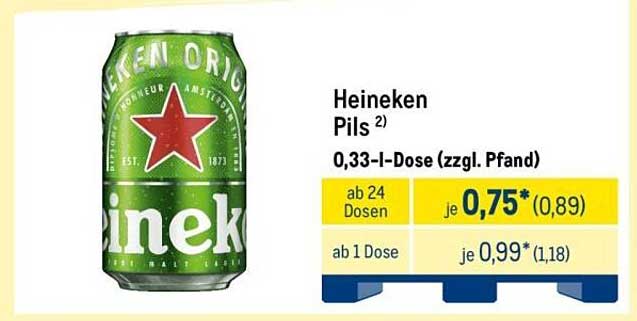 Heineken Pils 0,33-l-Dose (zzgl. Pfand)