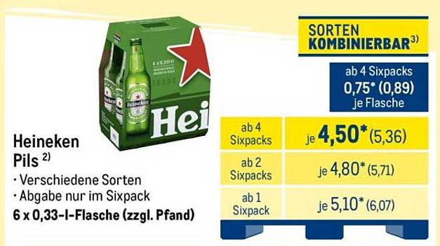 Heineken Pils – 6 x 0,33 l-Flasche zu Top-Preisen