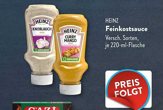 HEINZ Feinkostsauce - Versch. Sorten, je 220-ml-Flasche