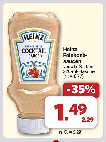 Heinz Feinkostsaucen, verschiedene Sorten, 220-ml-Flasche
