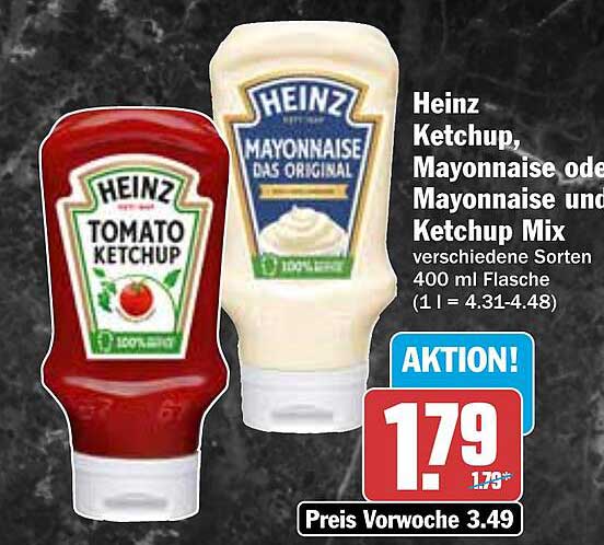Heinz Ketchup, Mayonnaise oder Mayonnaise und Ketchup Mix 400 ml Flasche