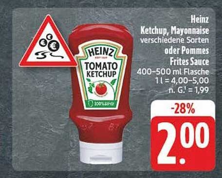 Heinz Ketchup, Mayonnaise verschiedene Sorten oder Pommes Frites Sauce
