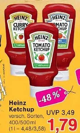 Heinz Ketchup versch. Sorten, 400/500ml