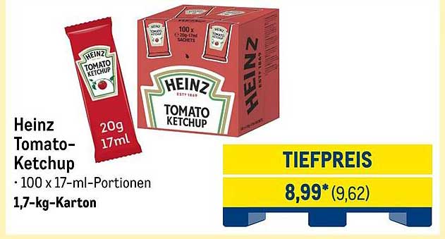 Heinz Tomaten-Ketchup, 100 x 17-ml-Portionen