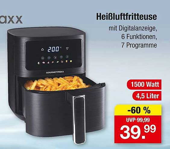 Heiße Luftfritteuse mit Digitalanzeige - GOURMETmaxx