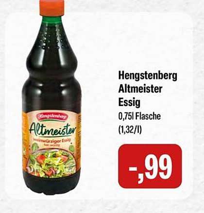 Hengstenberg Altmeister Essig 0,75l Flasche - nur 0,99€
