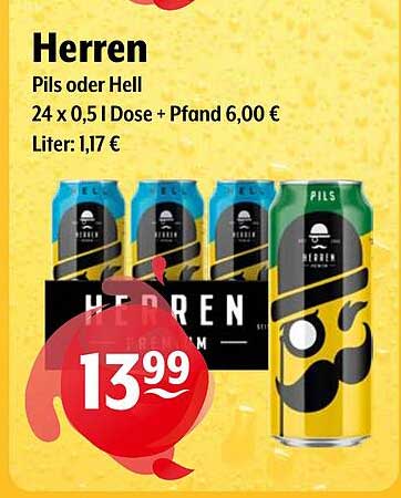 Herren Pils oder Hell 24 x 0,5 l Dose + Pfand
