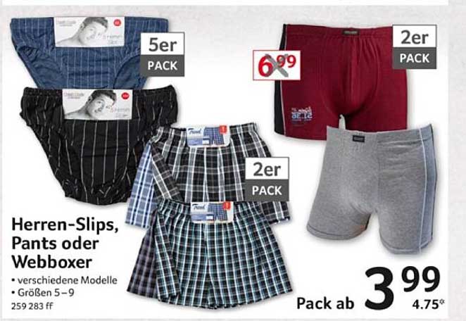Herren-Slips, Pants oder Webboxer – 5er Pack für nur 3,99 €