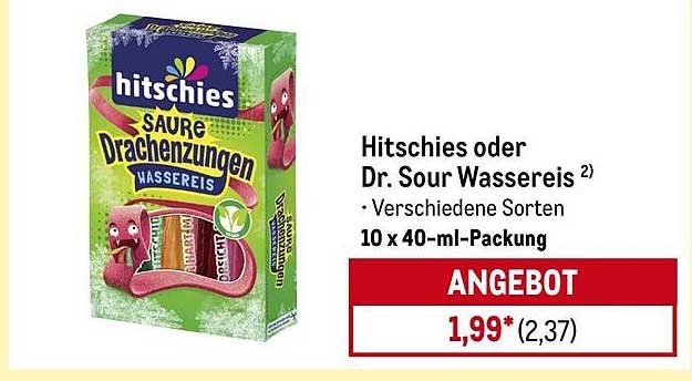 Hitschies oder Dr. Sour Wassereis - 10 x 40-ml-Packung